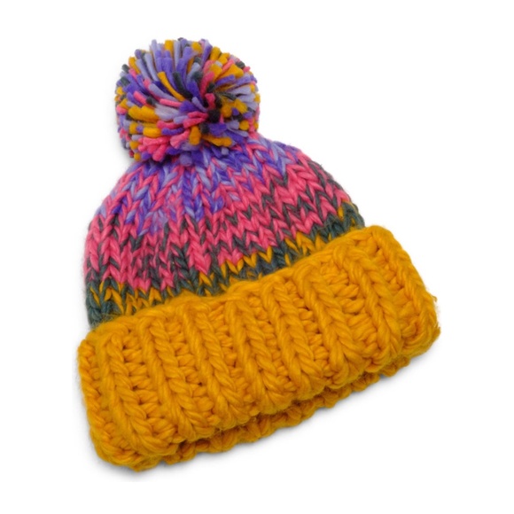 NEW Free People Tide Stripe Knit Pom Beanie Sunshine - Picture 5 of 14